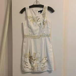 French Connection White Linen Dress w/Beading, 4.